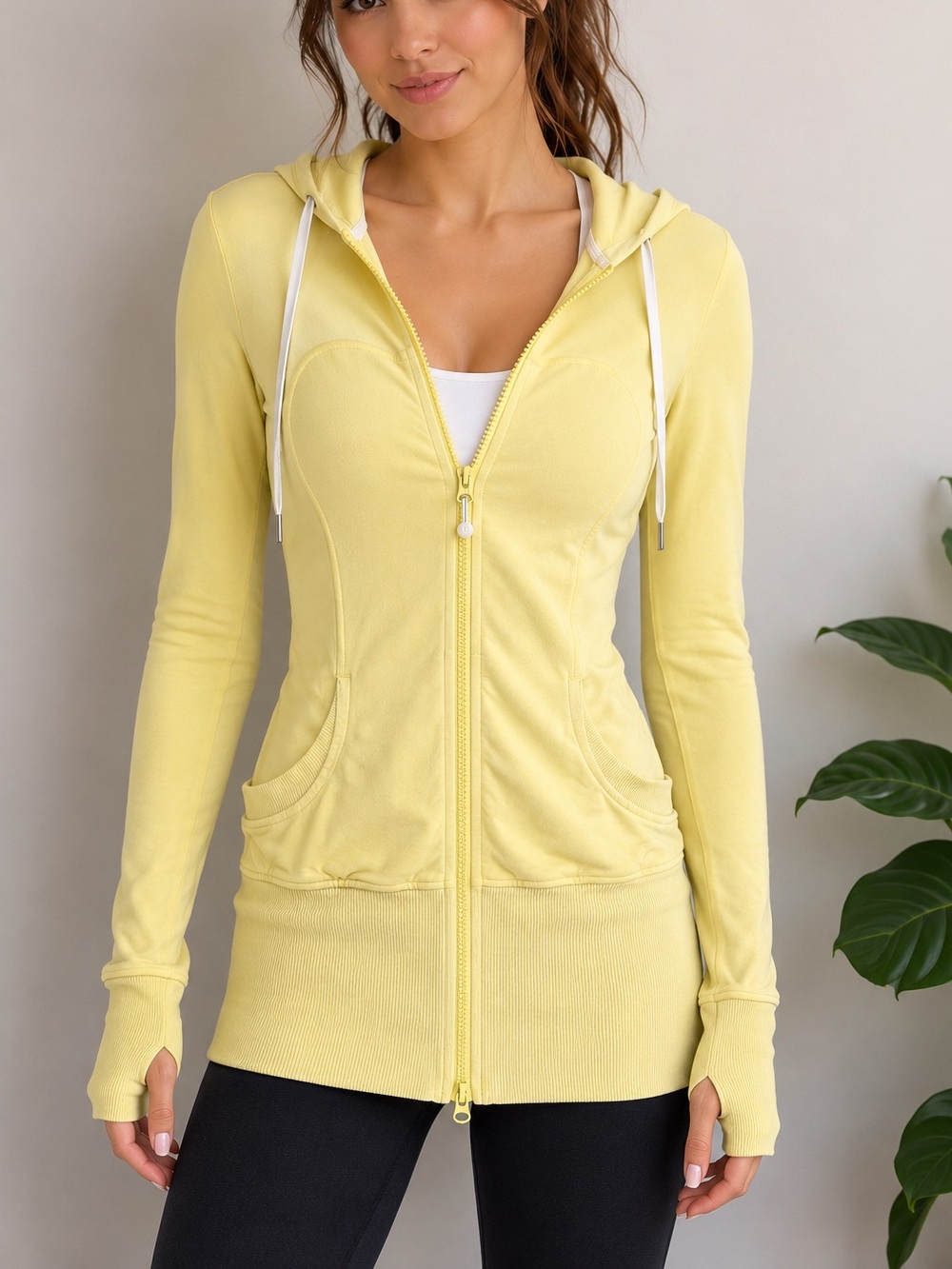 Lululemon Define Jacket Yellow Zip Up Thumbholes Fitted Women’s 4